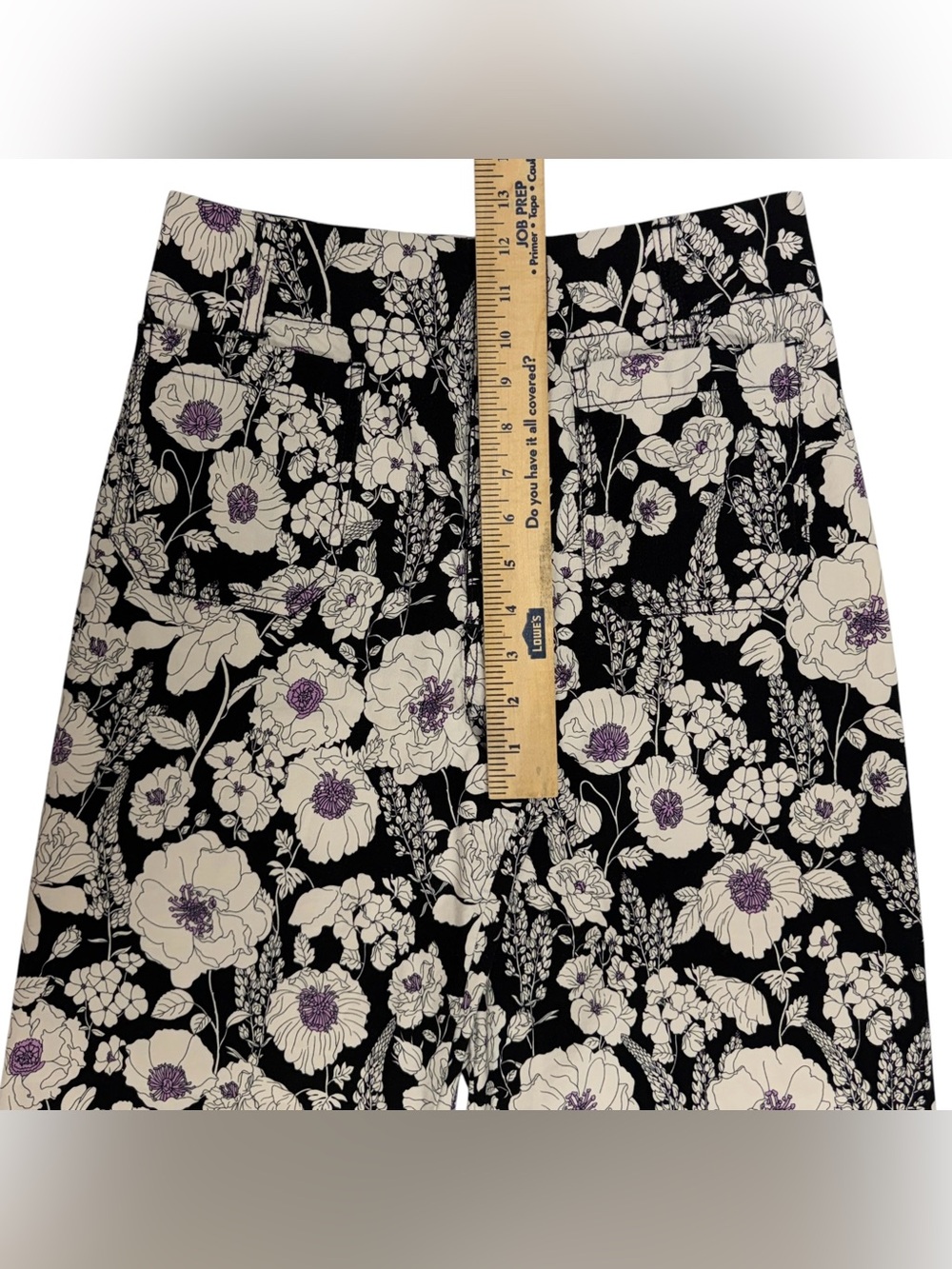 Anthropologie Maeve Colette Wide Leg Pants Womens 28 Black Floral Patch Pocket - Picture 6 of 9
